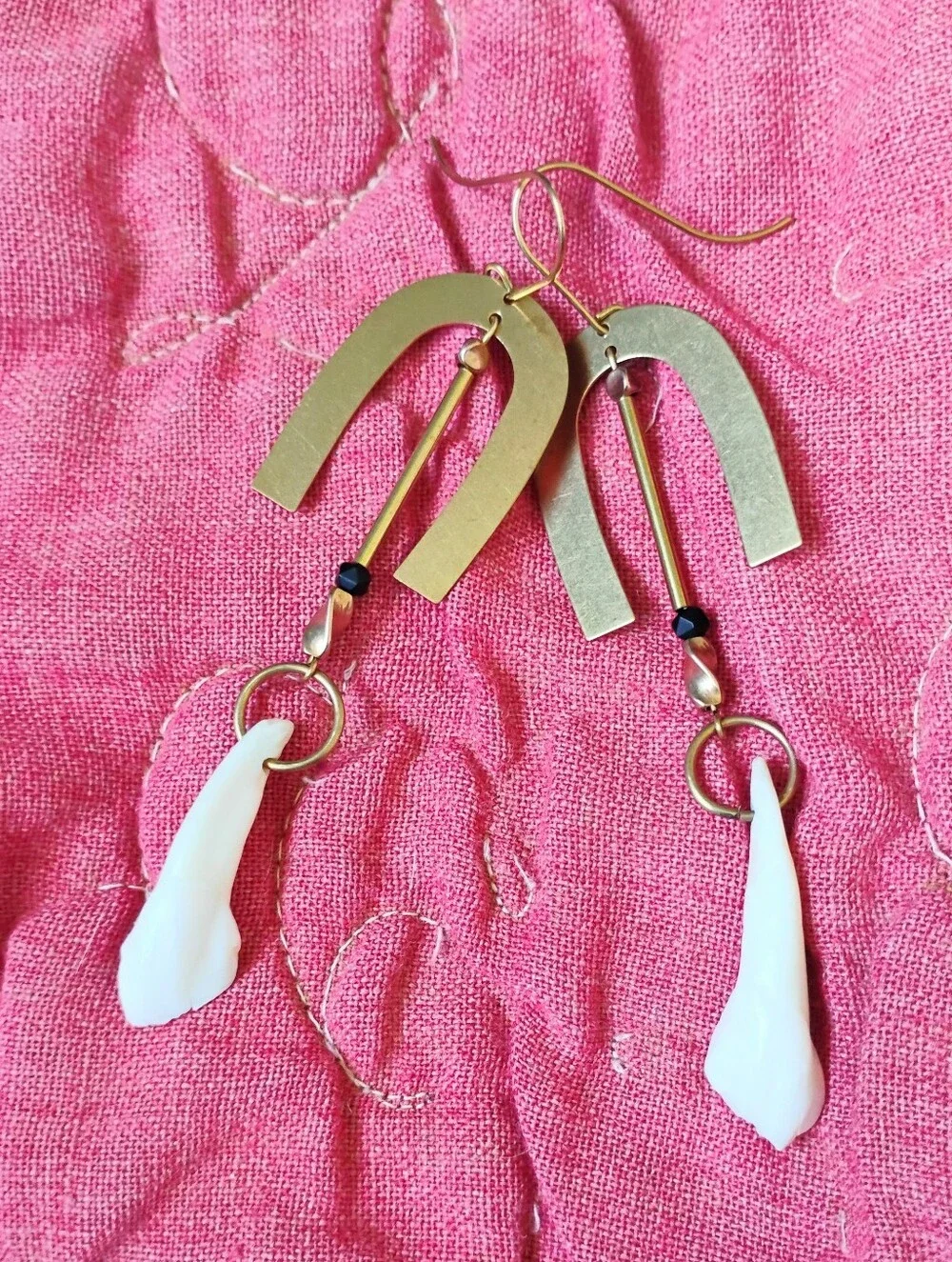 'U Hoo' Handmade Buffalo Tooth Statement Earrings